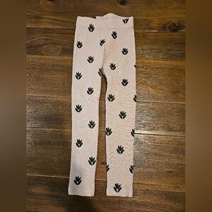 CLEARANCE! ZARA GIRL'S PALE PINK  BLACK FLOWERS RIBBED LEGGING SIZE 4-5 YEARS